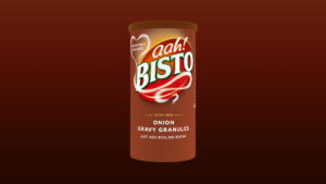 BISTO Onion Gravy Granules On A White Background Stock Photo